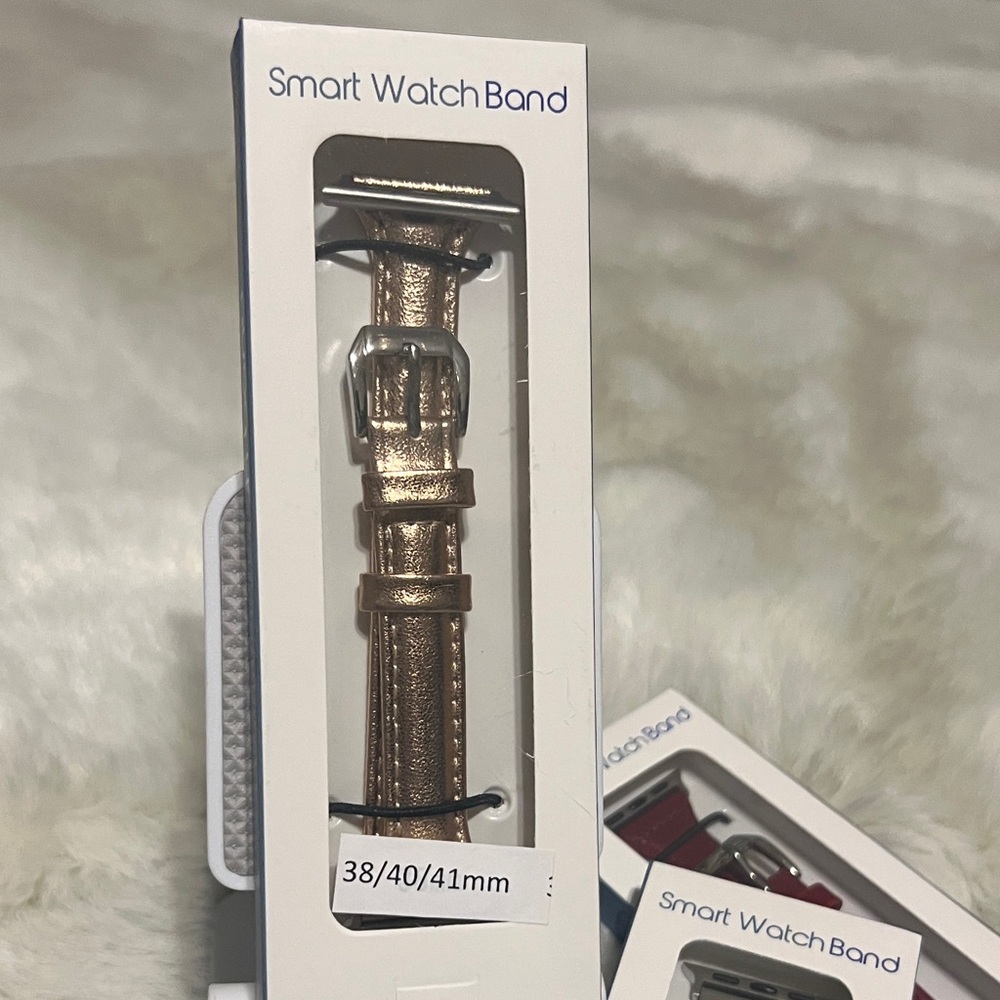 Leather Smartwatch Band in Rose Gold and Gold- - Picture 3 of 4